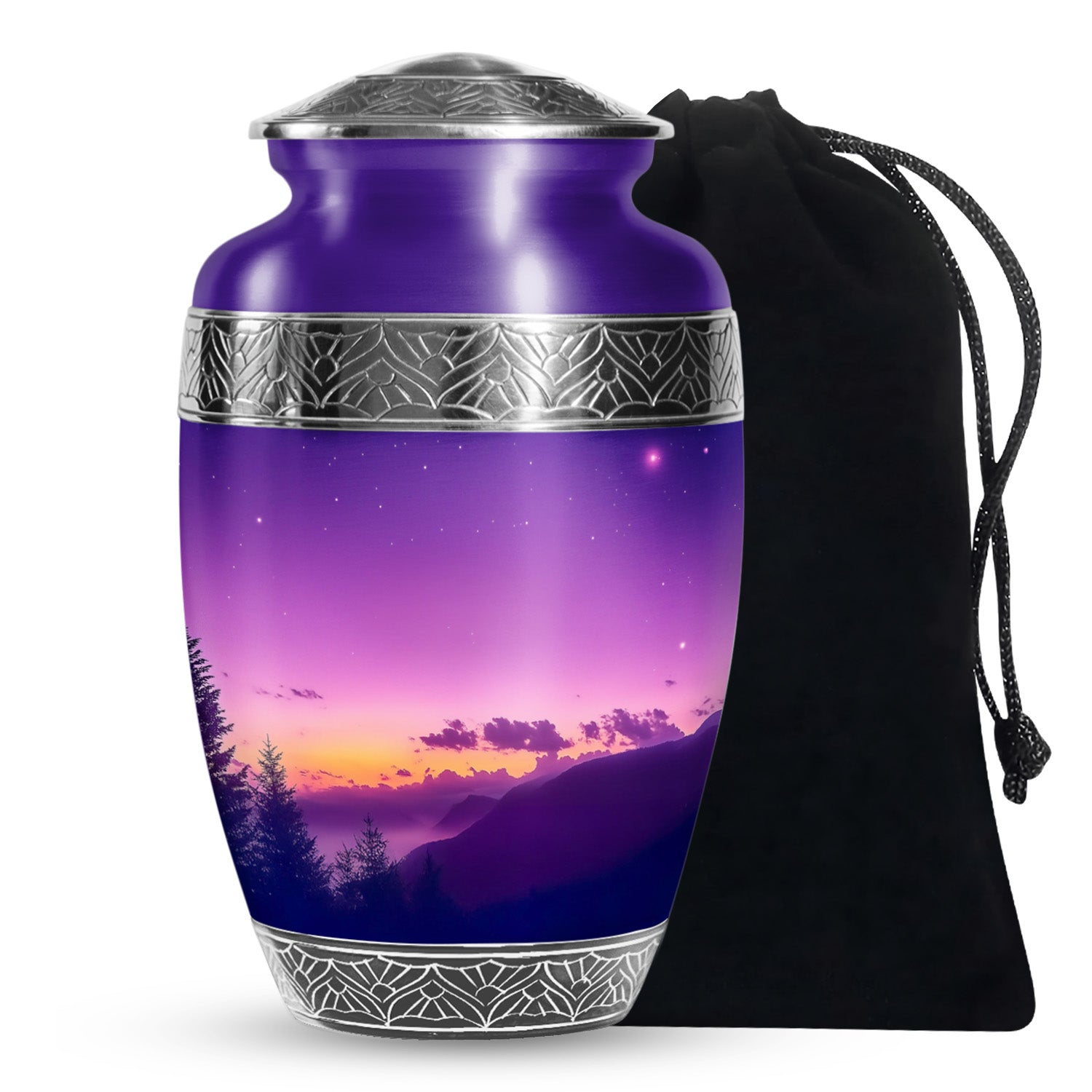 Premium Cremation Urn with Sunset Landscape – Unique Decor Urns