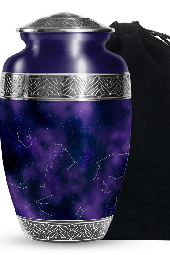Purple Galaxy Cremation Urn – Cosmic Constellation Design Memorial Urn