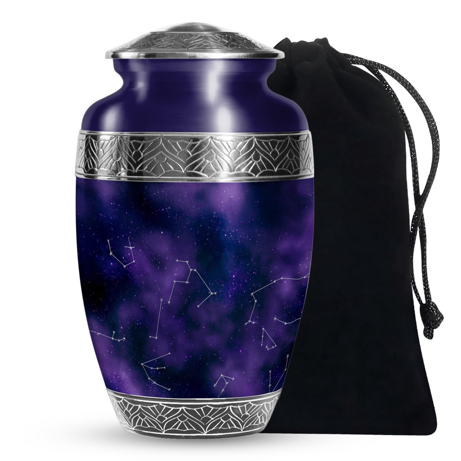Purple Galaxy Cremation Urn – Cosmic Constellation Design Memorial Urn
