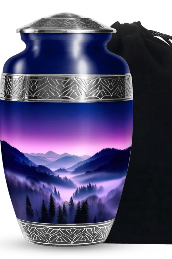 Purple Night Mountain Scenic Urn - Unique Decorative Urns For Ashes