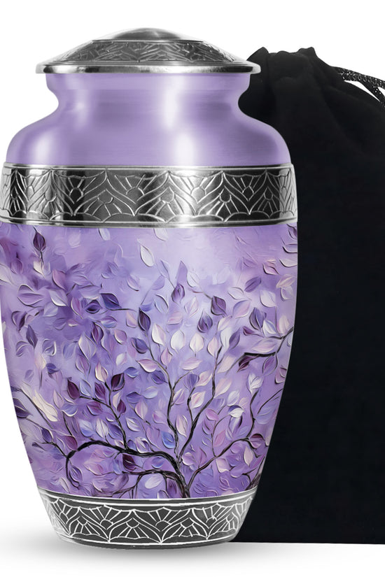 Beautiful Purple Tree Of Life Urn - Large Decorative Urns For Ashes