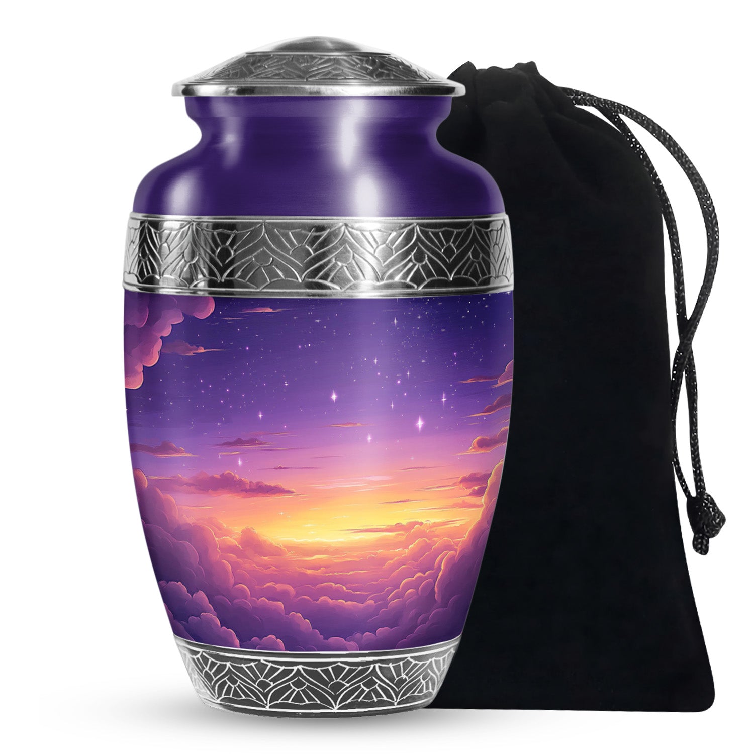 Elegant Purple Sunset Scenic Urn - Beautiful Decorative Cremation Urn