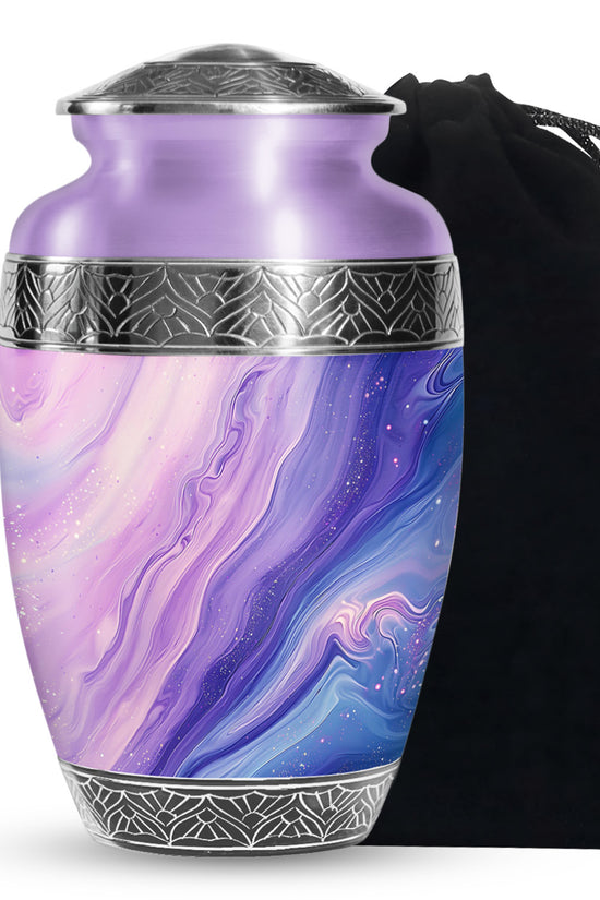 Handcrafted Purple Swirl Cremation Urn – Decorative Adult Ashes Urn