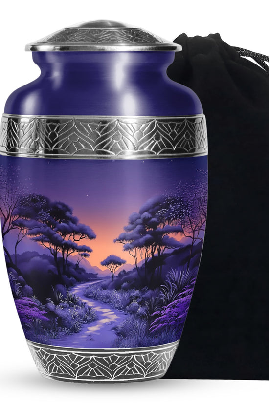 Premium Purple Sunset Memorial Urn - Personalized Decor Urns For Ashes