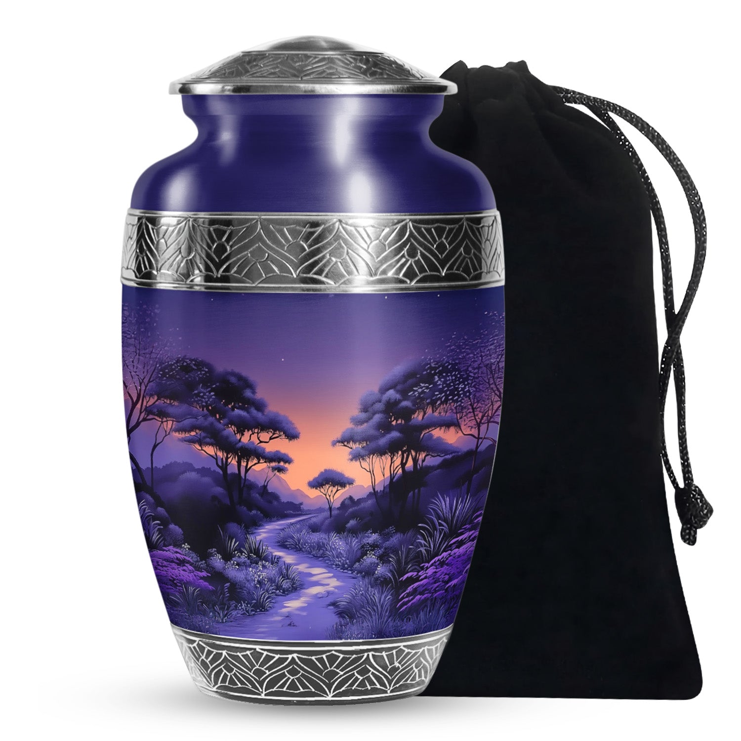Premium Purple Sunset Memorial Urn - Personalized Decor Urns For Ashes