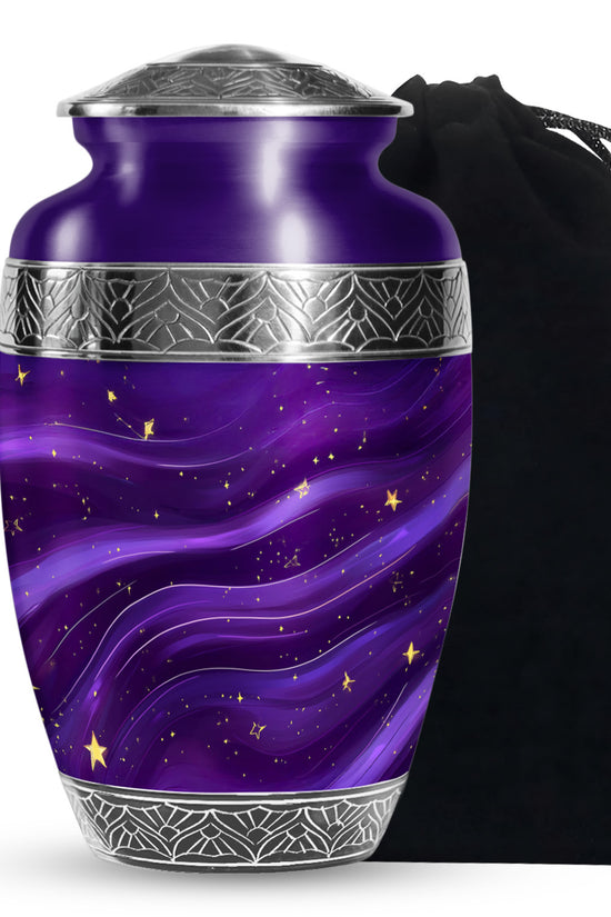 Purple Galaxy Cremation Urn - Beautiful Decorative Urns For Women Ashes