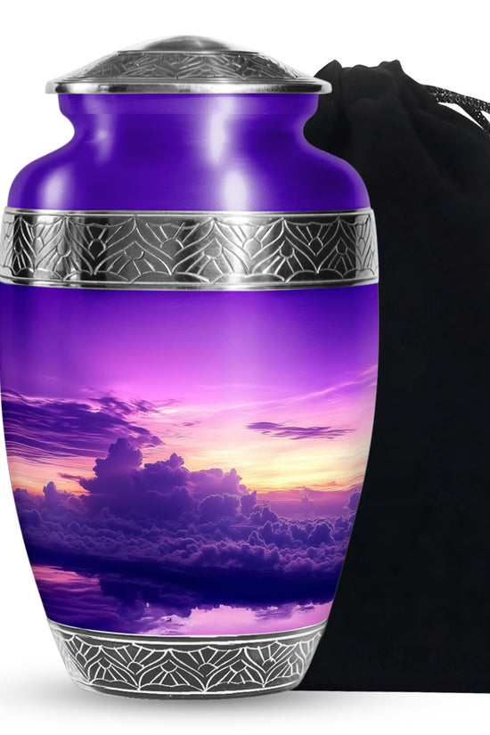 Purple Sunset Sky Funeral Urn – Beautiful Adult Memorial Urn for Ashes