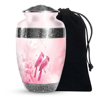 Artistic Cardinal Bird Cremation Urn For Women - Large Urn For Female