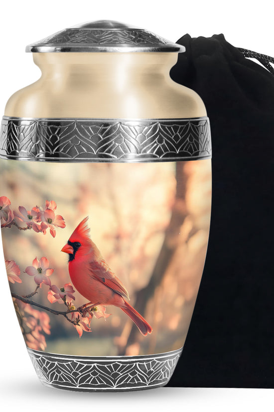 Red Cardinal Bird Urn For Adult Female & Male - Large Sized Urn