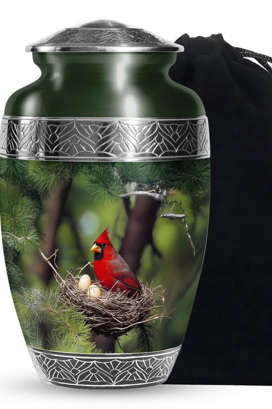 Cardinal Bird Memorial Urn For Ashes - Bird Nest Cremation Urn For Ashes