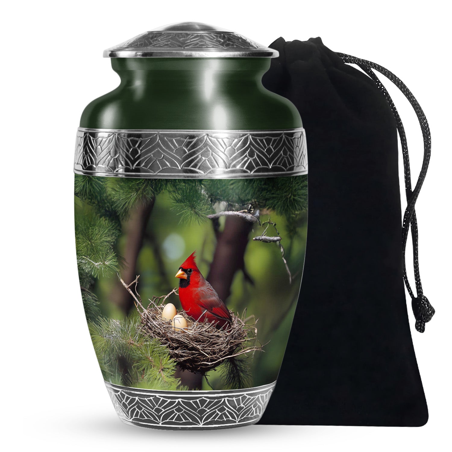 Cardinal Bird Memorial Urn For Ashes - Bird Nest Cremation Urn For Ashes