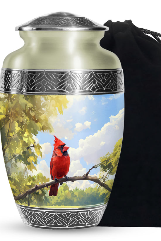Cardinal Bird Cremation Urn - Nature Funeral Urn For Human Ashes