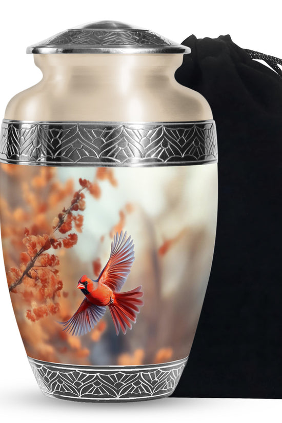 Flying Cardinal Memorial Urn - Beautiful Nature Urn For Loved Ones