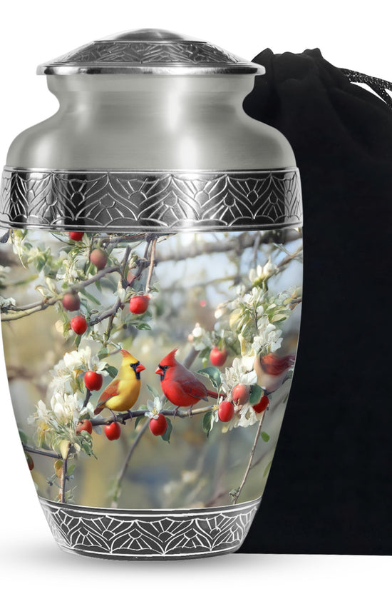 Loved Birds Memorial Urn - Cardinal Bird Cramtion Urn For Couple