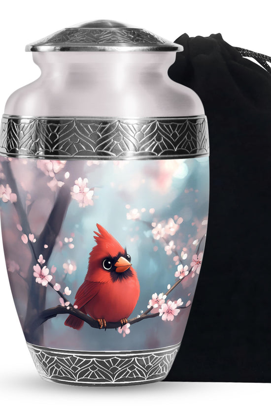 Cartoon Cardinal Bird Urn - Blossom Cremation Urn For Adult Ashes