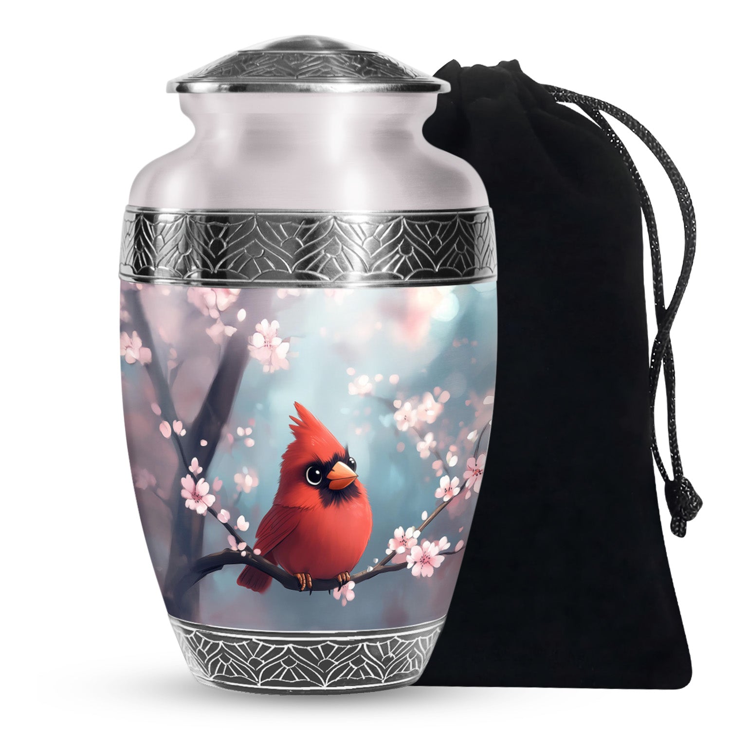 Cartoon Cardinal Bird Urn - Blossom Cremation Urn For Adult Ashes