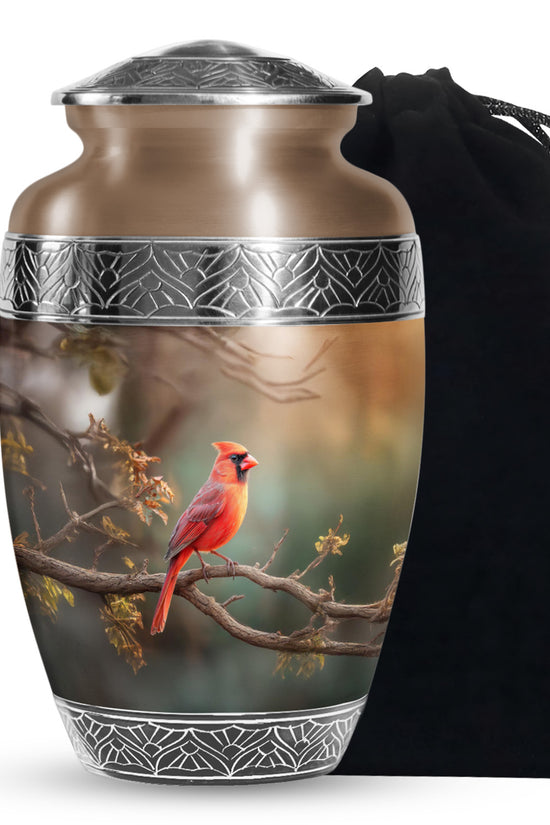 Red Bird Cardinal Funeral Urn - Peaceful Nature Cremation Urn For Ashes