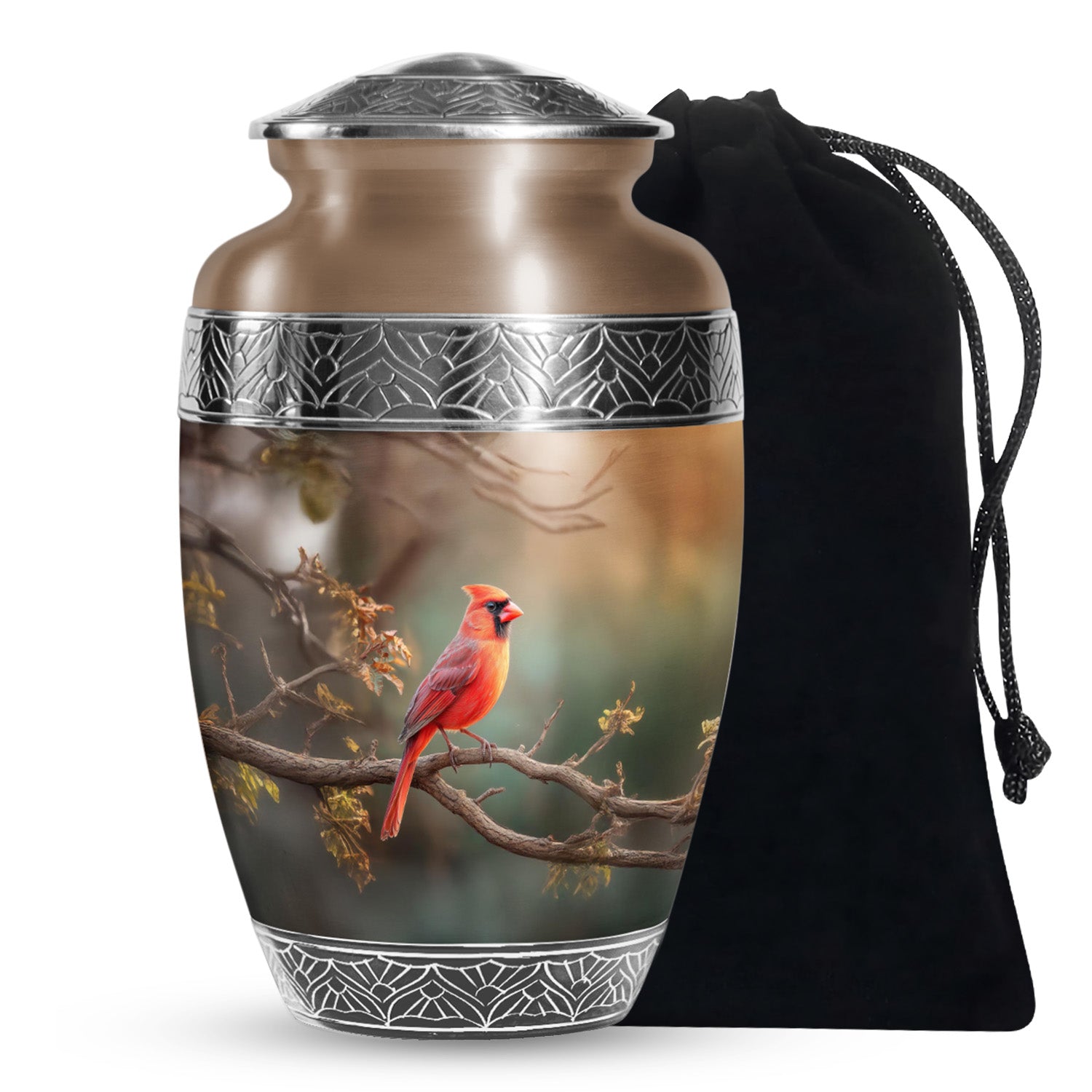 Red Bird Cardinal Funeral Urn - Peaceful Nature Cremation Urn For Ashes