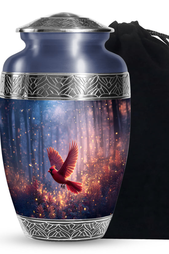 Flying Cardinal Bird Memorial Urn - Glowing Forest Crremation Urn For Adult Ashes