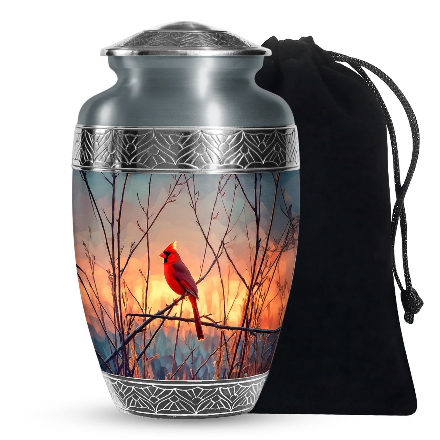 Cardinal Sunset Cremation Urn - Nature Memorial Urn For Human Ashes