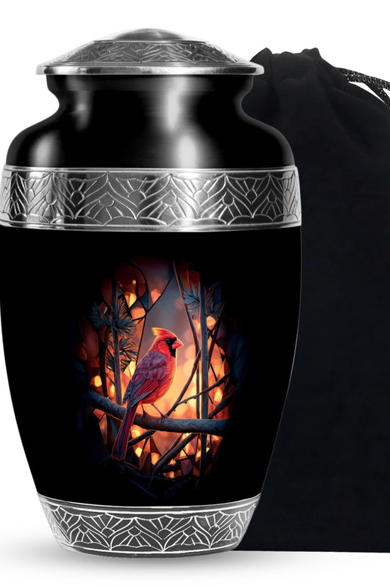 Cardinal Tribute Memorial Urn - Forest Theme Cremation Urn For Loved ones
