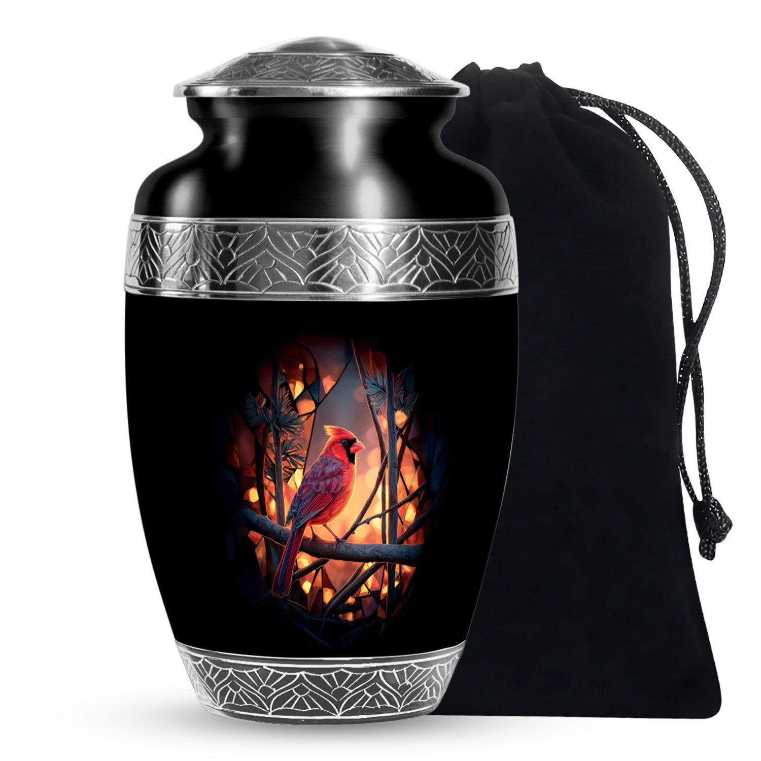 Cardinal Tribute Memorial Urn - Forest Theme Cremation Urn For Loved ones