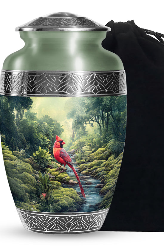 Red Cardinal Cremation Urn - Forest Memorial Urn For Loved Ones