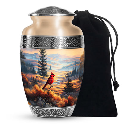 Cardinal Bird Funeral Urn - Peaceful Valley Memorial Urn For Adult Ashes