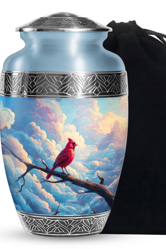 Cardinal Bird Funeral Urn - Peaceful Sky Cremation Urn For Loved Ones