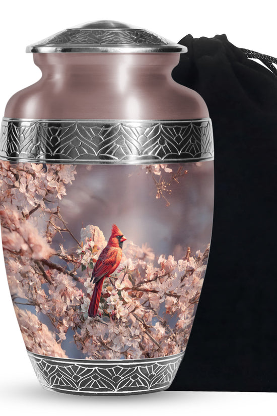 Red Cardinal Bird Memorial Urn - Artistic Memorial Urn For Loved Ashes