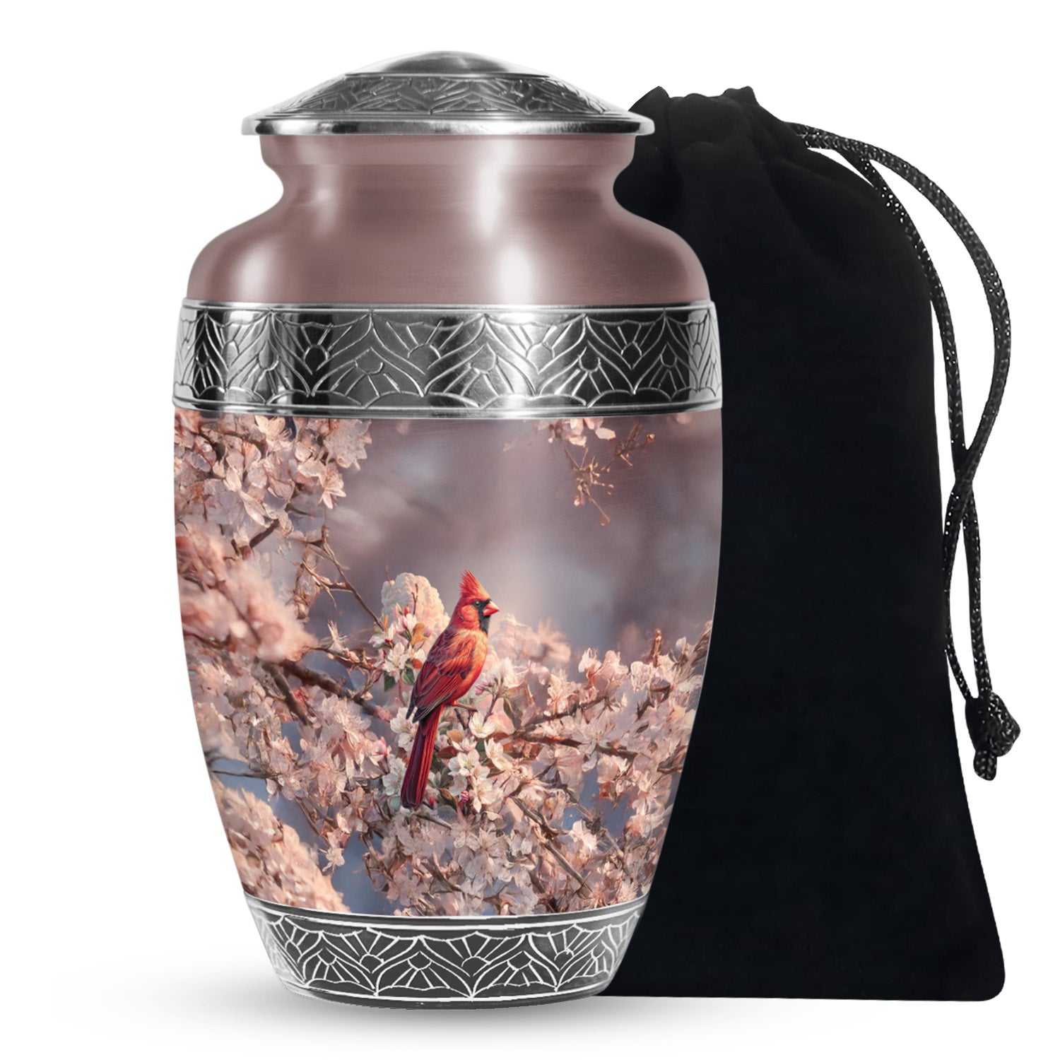 Red Cardinal Bird Memorial Urn - Artistic Memorial Urn For Loved Ashes