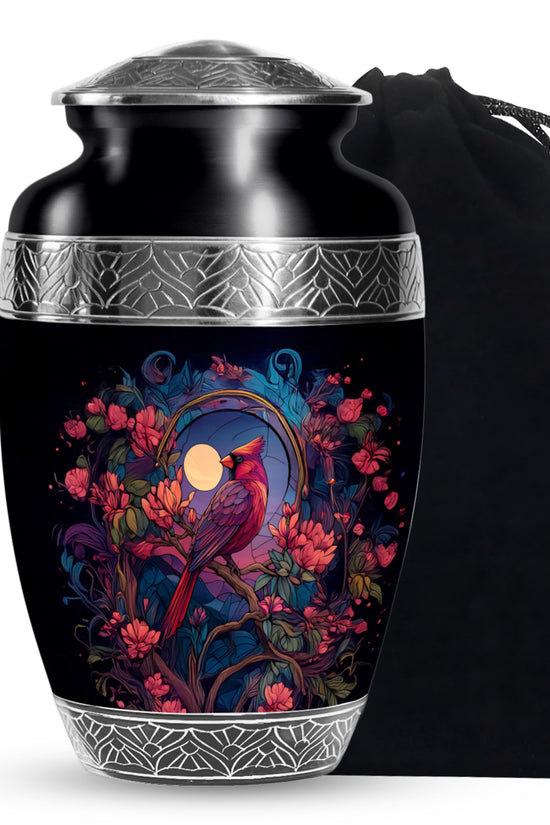 Moonlight Cardinal Cremation Urn - Artistic Memorial Urn For Adult Ashes