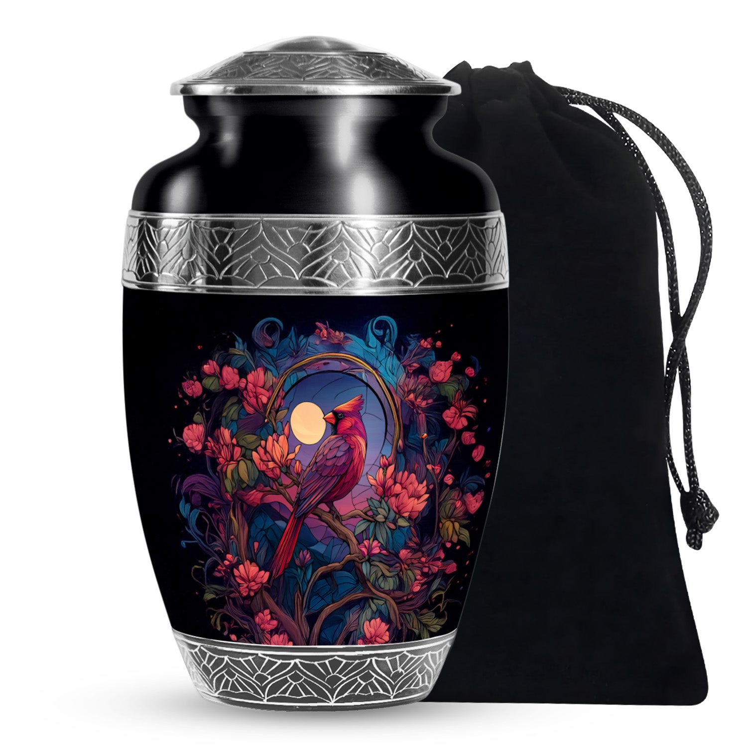 Moonlight Cardinal Cremation Urn - Artistic Memorial Urn For Adult Ashes