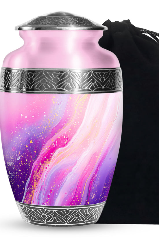 Pink Decorative Cremation Urn - Modern Funeral Urn For Loved Ones