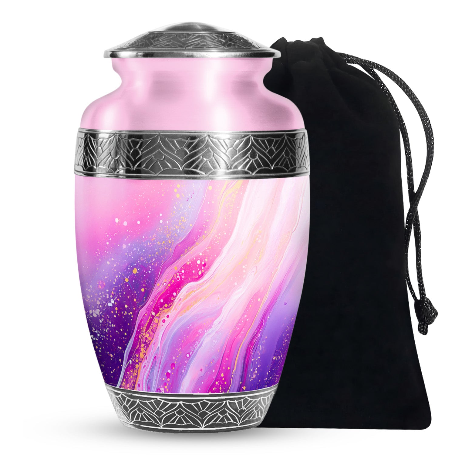 Pink Decorative Cremation Urn - Modern Funeral Urn For Loved Ones