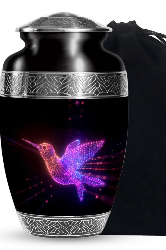 Neon Hummingbird Cremation Urn - Artistic Memorial Urn For Male & Female