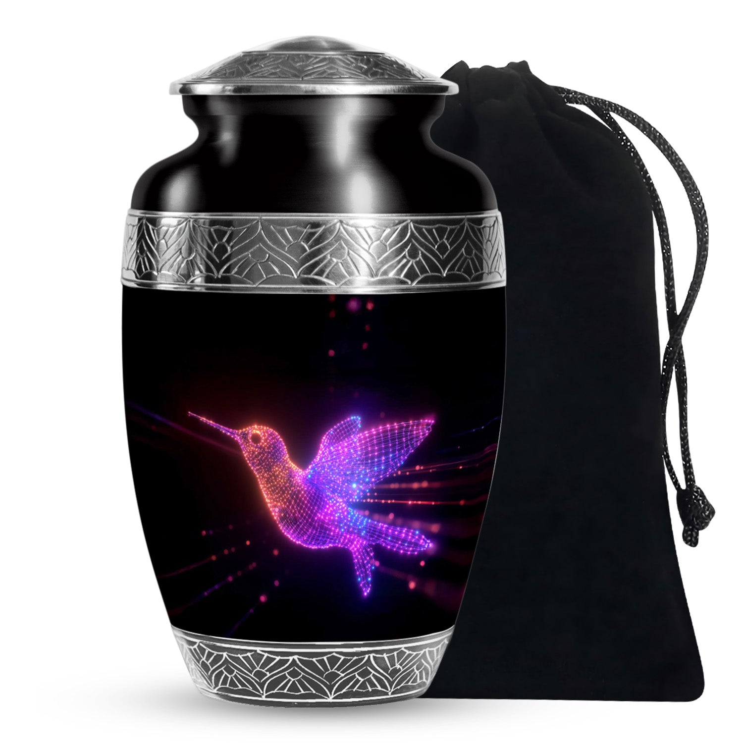 Neon Hummingbird Cremation Urn - Artistic Memorial Urn For Male & Female
