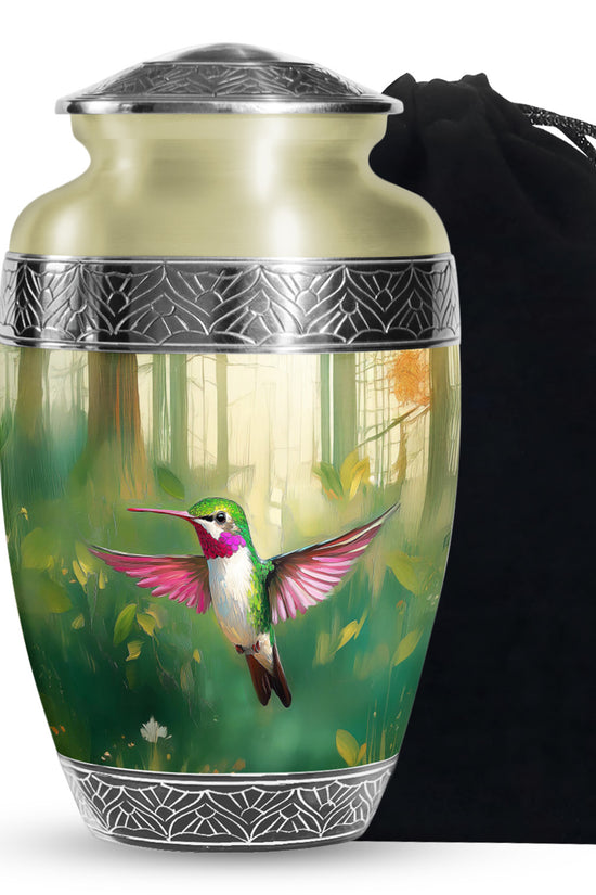 Forest Hummingbird Cremation Urn - Beautiful Natural Memorial Urn For Human Ashes