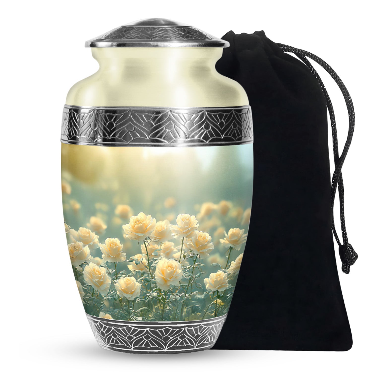 Golden Yellow Rose Memorial Urn – Cremation Urn For Mom & Dad
