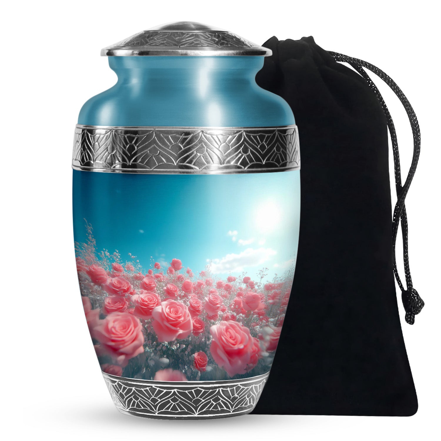 Blush Pink Roses Cremation Urn - Memorial Urn For Loved Ones