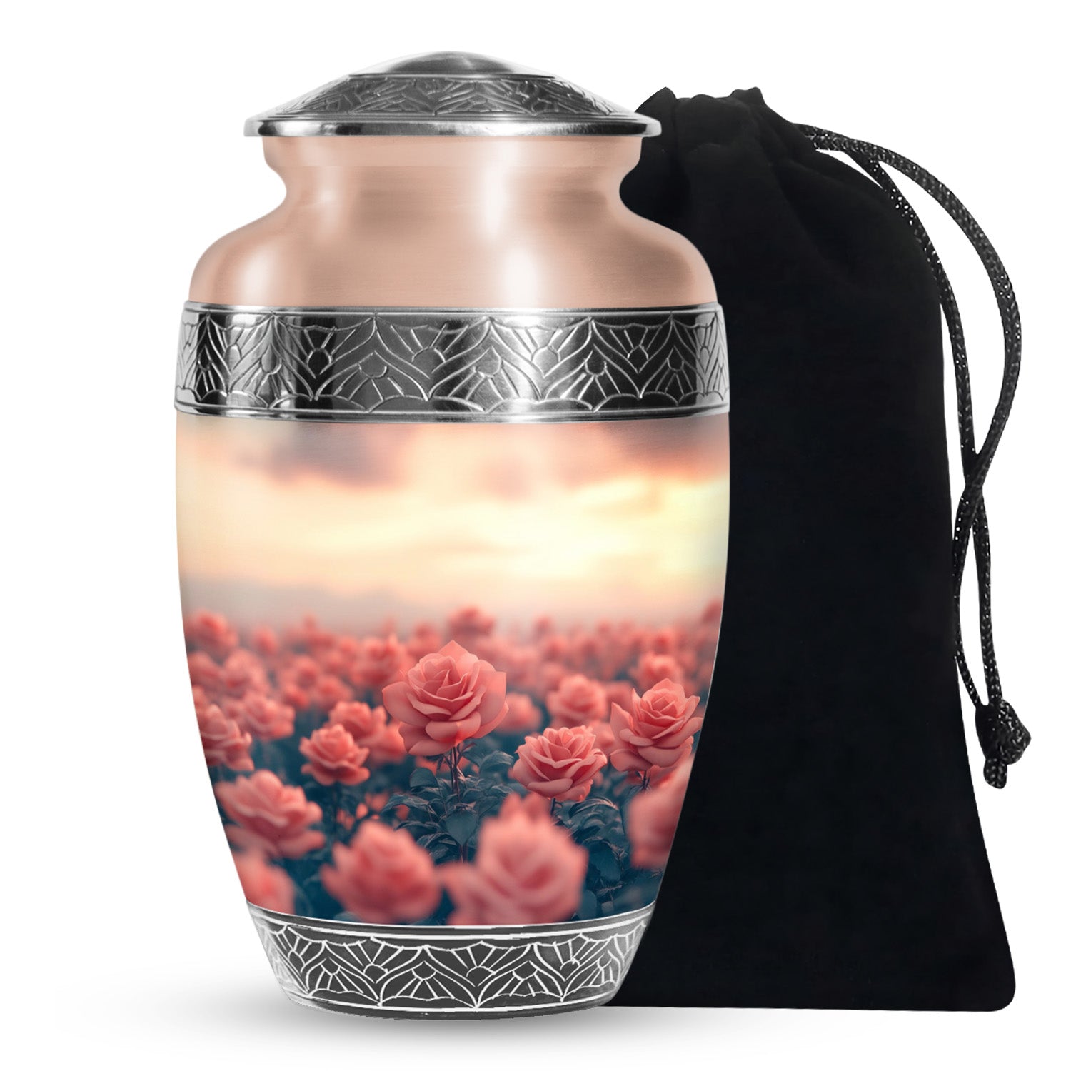 Rose Garden Funeral Urn - Beautiful Sunset Memorial Urn Adult Ashes