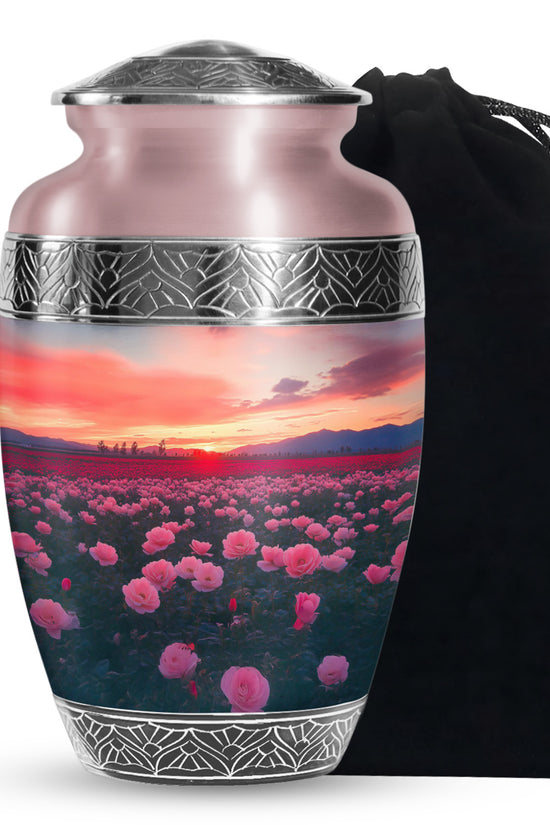 Beautiful Pink Floral Cremation Urn - Sunset Urn For Ashes Adult