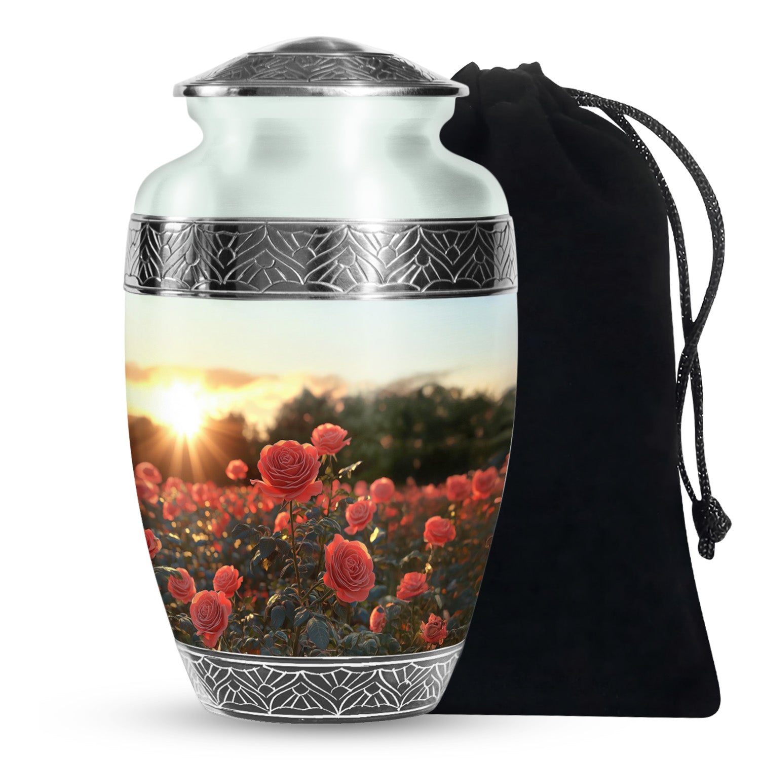 Rose Garden Funeral Urn - Decorative Memorial Urn For Women