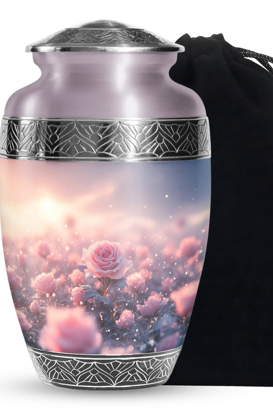 Pink Rose Cremation Urn - Beautiful Memorial Urn For Mother