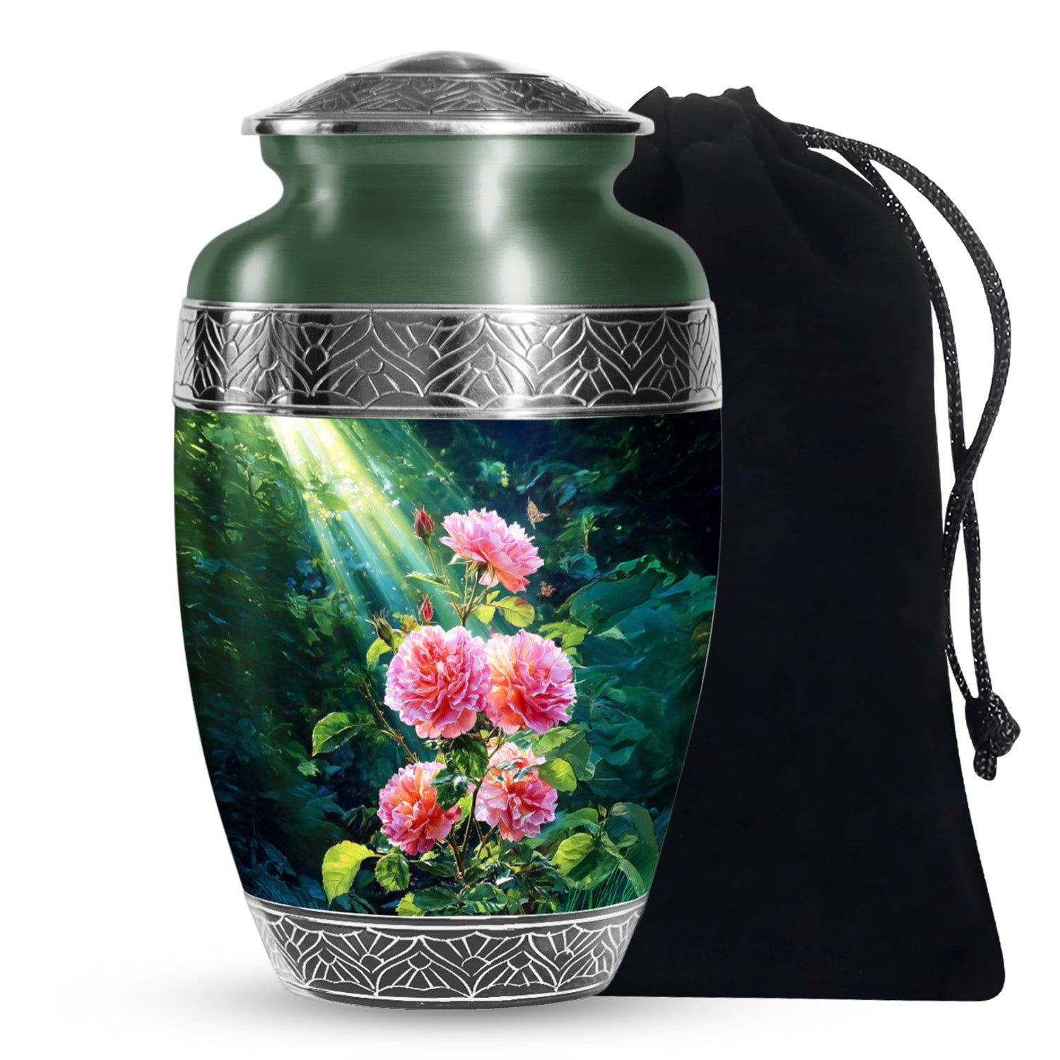 Pink Memorial Urn For Ashes - Green Funeral Urn For Loved Ones