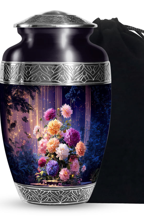 Artistic Flower Memorial Urn - Beautiful Purple Funeral Urn For Female