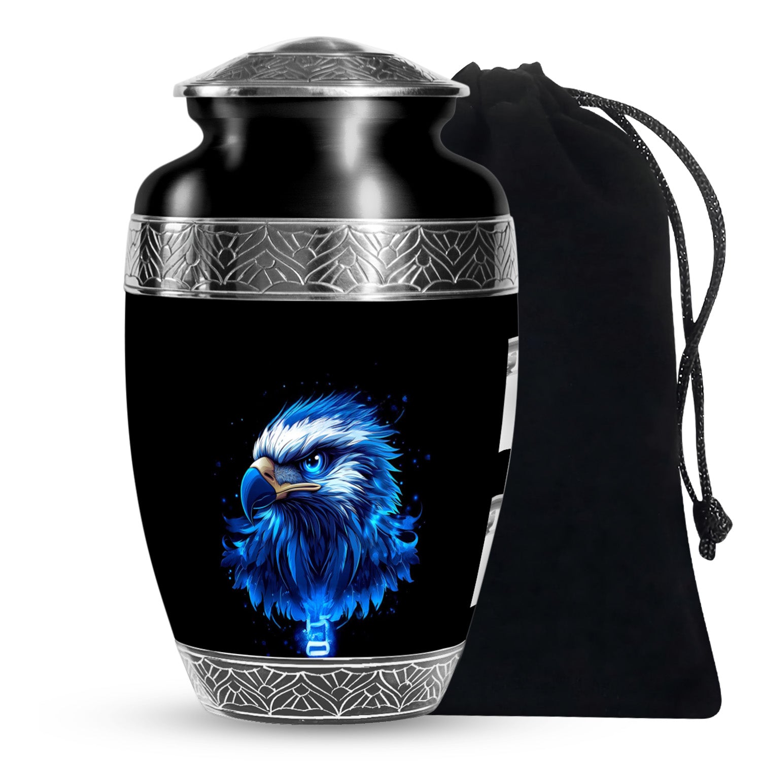 Neon Blue Eagle Art Urn For Funeral - Large Sized Urn For Adult Male