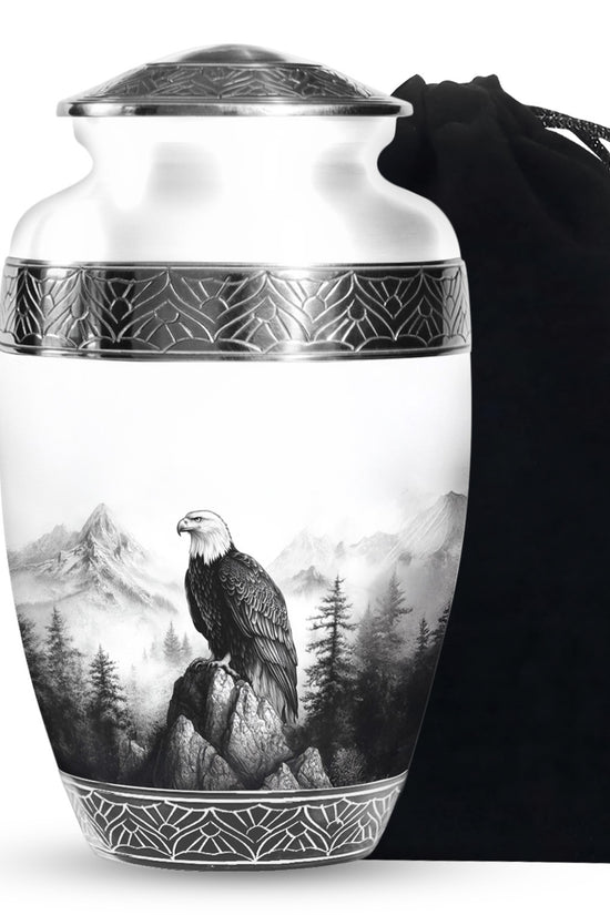 Black And White Eagle Urn For Ashes - Memorial Ashes Urn For Men