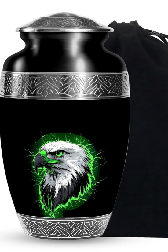 Neon Green Artistic Eagle Urn For Funeral - Large Urn For Adult Male