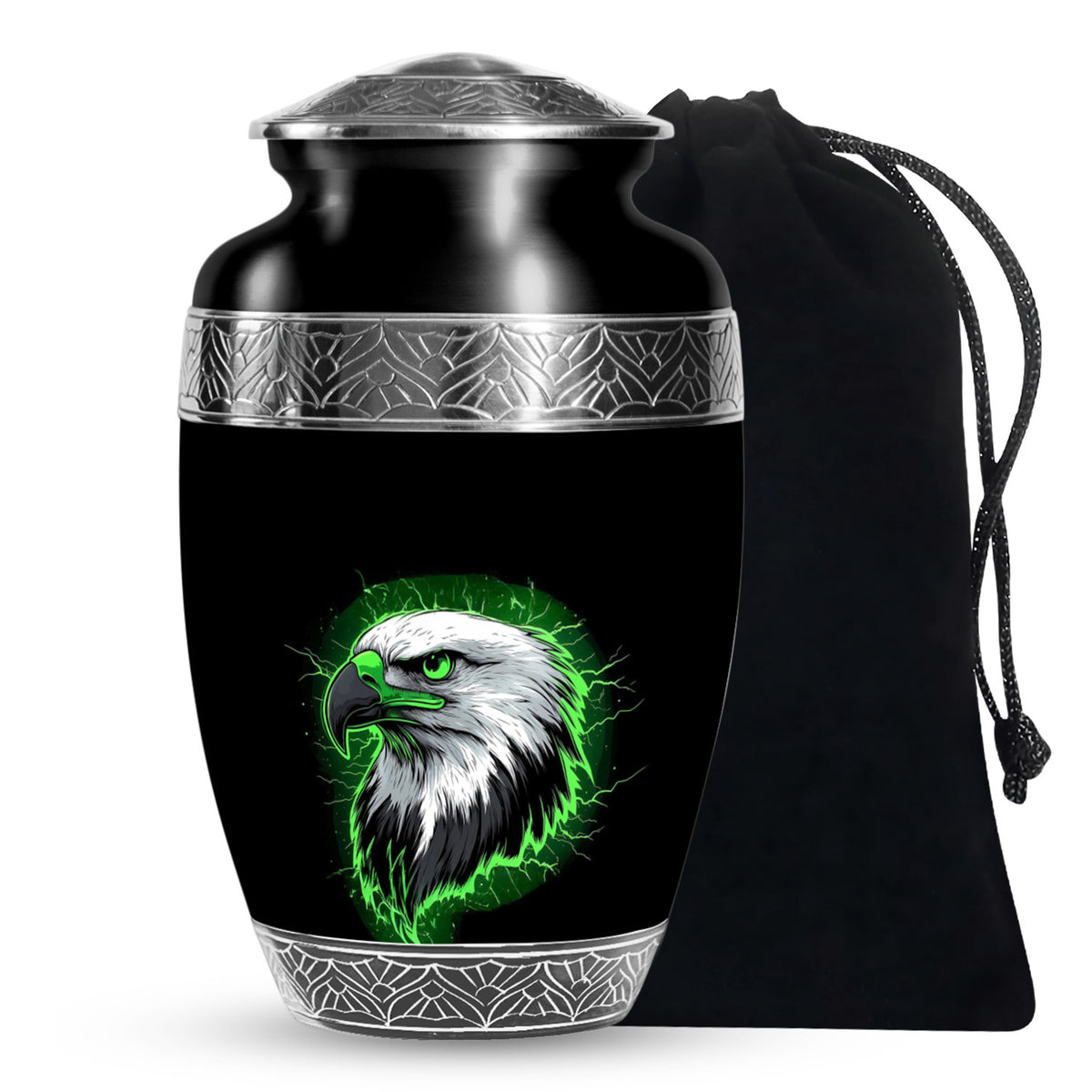 Neon Green Artistic Eagle Urn For Funeral - Large Urn For Adult Male